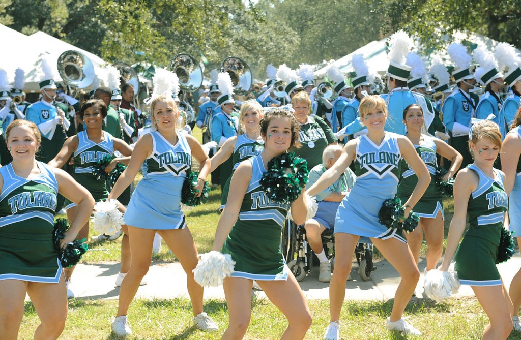 Public domain image from WikiCommons. Tulane cheerleaders, 2008. 