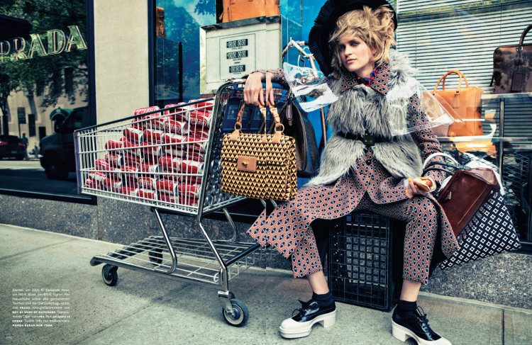 From German Vogue, "bag lady fashion." I realize this is pretty awful.